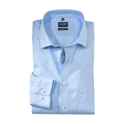 Businesshemd OLYMP "Luxor modern fit", Herren, Gr. 44, N-Gr, blau (hellblau), Web, Obermaterial: 100% Baumwolle, modern fit, Hemden