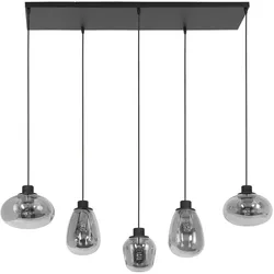 Steinhauer Pendelleuchte REFLEXION, 5-flammig, 5x E27, schwarz matt / Rauchglas teilverspiegelt STE-3078ZW
