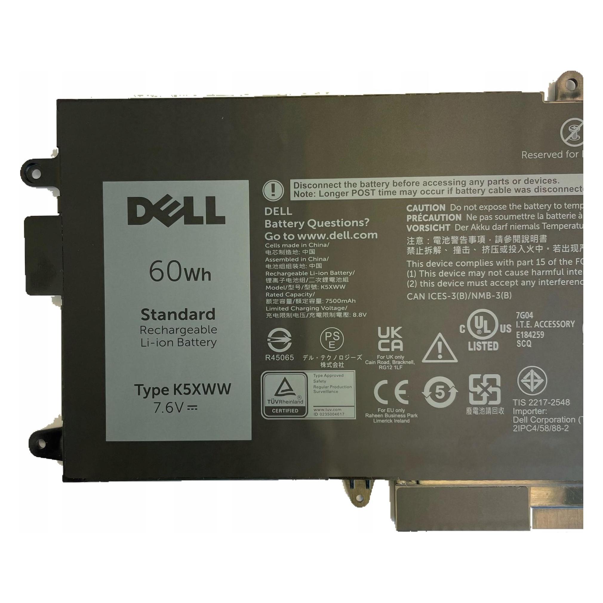 Dell Battery, 60WHR, 4 Cell (4 Zellen, 7500 mAh) (K5XWW)