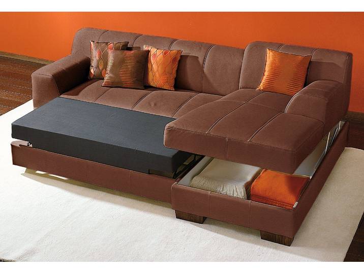 Ecksofa HOME AFFAIRE Falk klare Linien, elegant und zeitlos, L-Form , braun (mocca), B:262cm H:77cm T:159cm, Sofas, Ecksofa, mit Federkern und wahlweise mit Bettfunktion