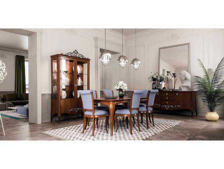 JVmoebel Esszimmer-Set Elegantes Esszimmer Set in Braun mit Art Deco Design und Stauraum, (9-St., Esszimmer-Set, Küchen-Set), Made in Europa