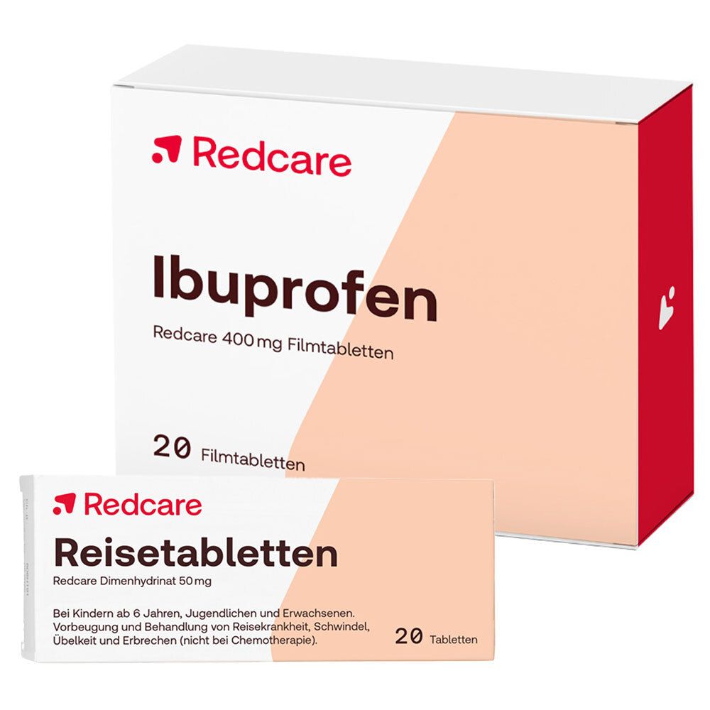 Redcare Reisetabletten Dimenhydrinat 50mg + Ibuprofen 400 mg 20+20 St Set