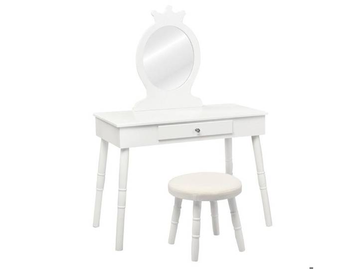 Ensemble coiffeuse enfant avec tabouret et miroir tiroir de rangement blanche cadeau pour fille 3-8 ans
