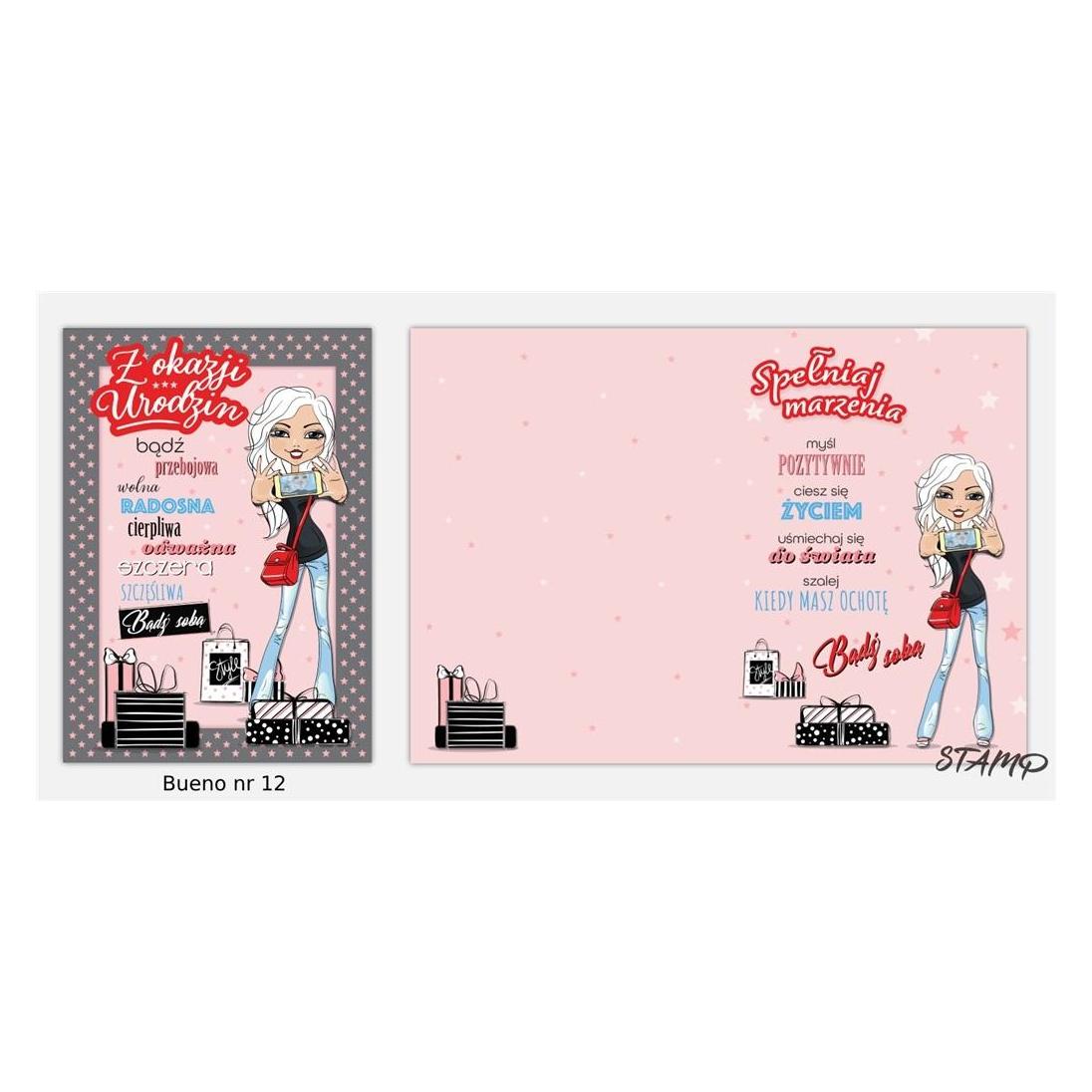 Stamp Bueno B6 Karte + Umschlag Muster Nr. 12 Geburtstag (49019254)