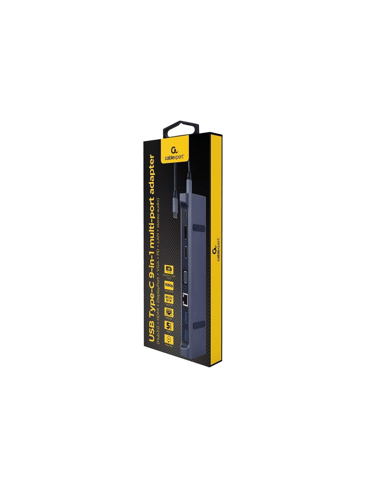 Gembird Cablexpert A-CM-COMBO9-02 - docking station - USB-C 3.1 - VGA HDMI - GigE