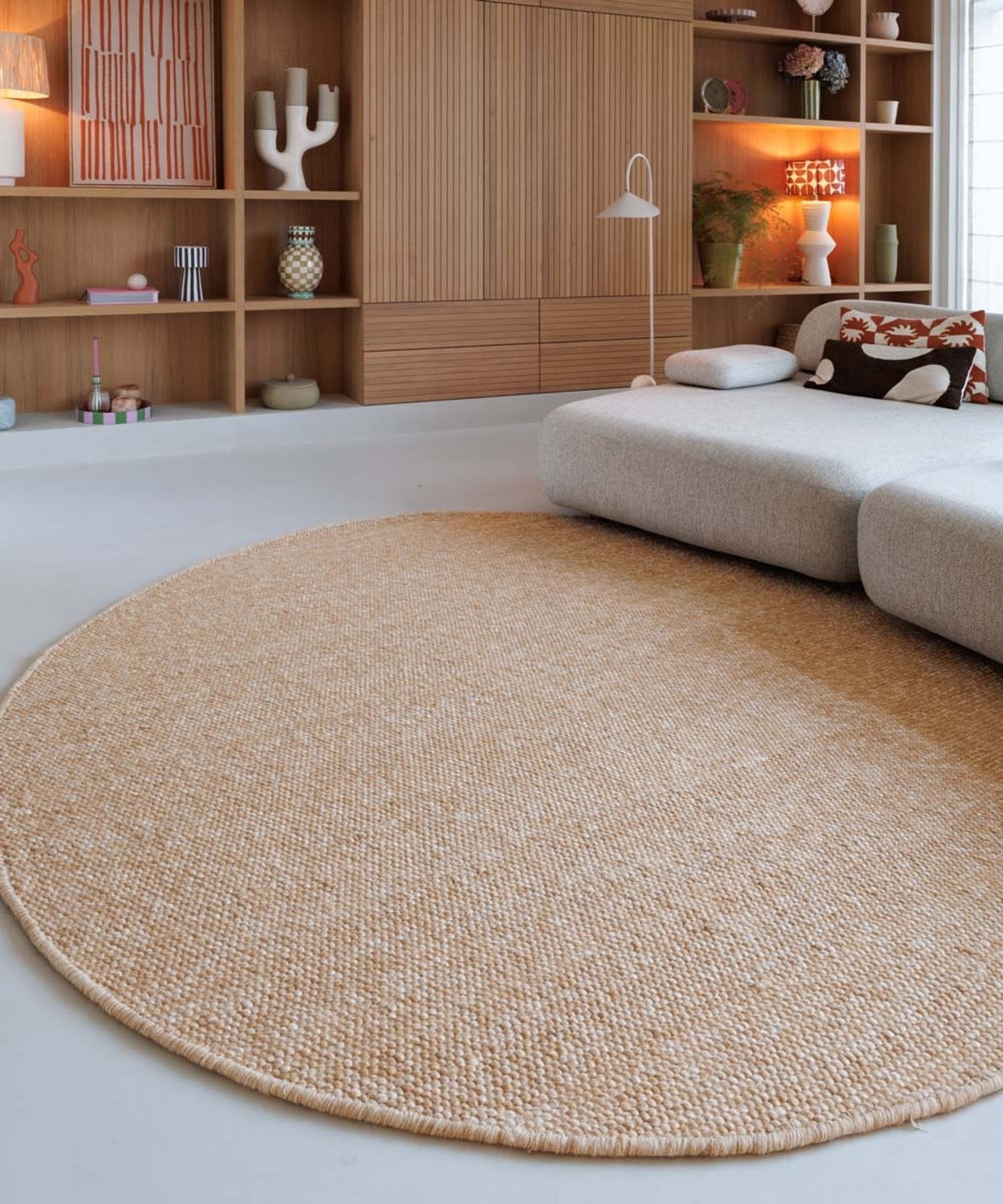Nordic Weavers Rond wollen vloerkleed - Cognac