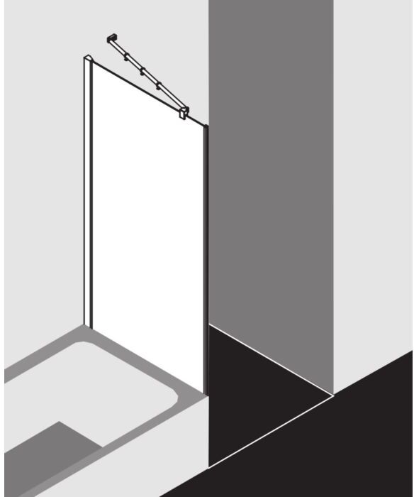 Kermi Filia XP Seitenwand FXTVD07516VPK 75x160cm, silber hochglanz, ESG klar Clean, neben Badewanne