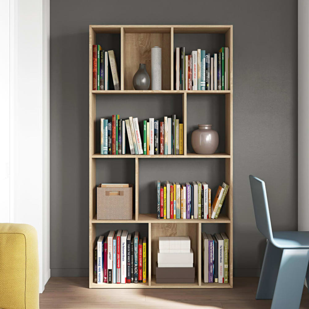 TEMAHOME Bibliothèque effet bois chêne naturel Beige 98x180x33cm