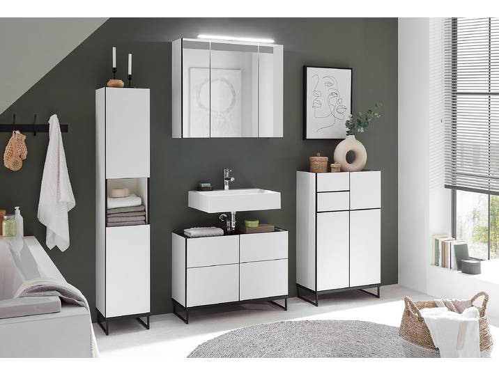 Meuble sous-vasque 80cm Blanc/Blanc