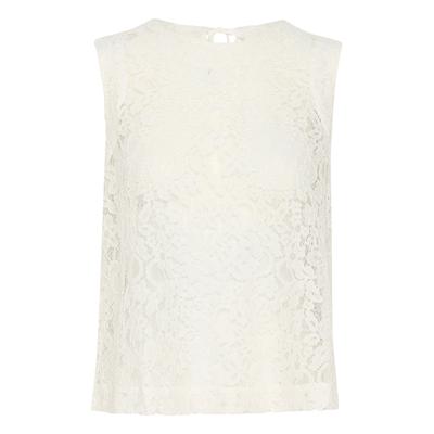 Blusentop KAFFE "Shirtbluse KAlora", Damen, Gr. 44, weiß (chalk), Obermaterial: 35% Polyamid PA. 35% Viskose CV. 30% Baumwolle CO., Blusen Blusentop