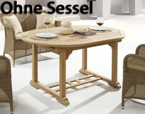 Gartentisch Destiny Tisch Four Seasons Teaktisch 150-210/100/75 ausziehbar - Ohne Sessel
