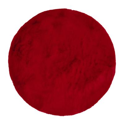 Hochflor-Teppich OCI DIE TEPPICHMARKE "ROCKY SOFT, Fell Haptik", rot, H:35mm Ø:160cm, Polyester, Teppiche, Kunstfell, weich, kuschelig, maschinell gewebt, Kaninchen Haptik