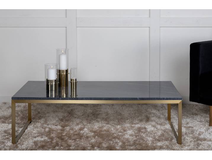 Couchtisch VENTURE HOME Estelle, rechteckiger Couchtisch mit Marmorplatte, 120 × 60 cm , grau (grau, gold, grau), B:60cm H:36cm T:120cm, Tische, Couchtisch, Sofatisch, Marmor, Stahl, niedrig, edel, anspruchsvoll