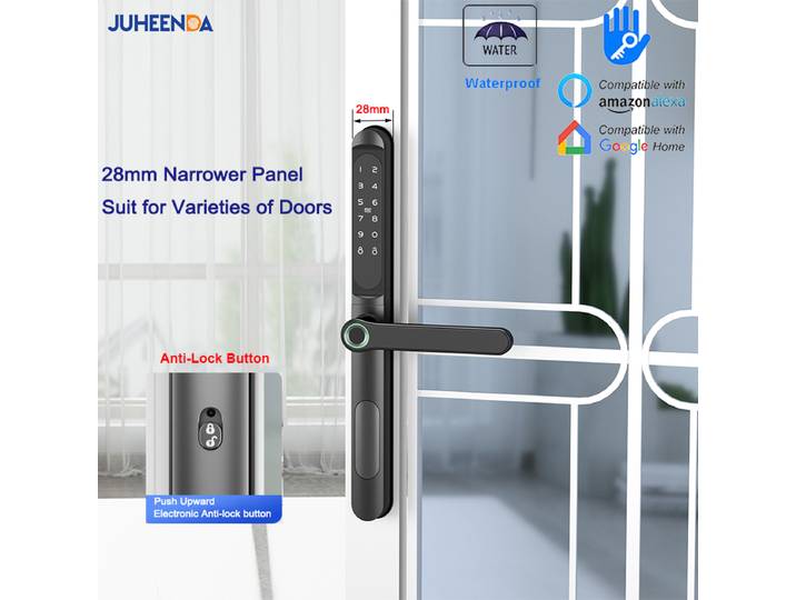 TTLock-Serrure de Porte Intelligente en Aluminium, Étanche, Empreinte Digitale, Mot de Passe, Carte RFID, Télécommande Électronique, Coulissante