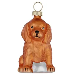 Christbaumschmuck Glas 6cm Hundewelpe Figur Handbemalt Weihnachtsbaum Anhänger Weihnachten Christbaumanhänger Weihnachtsbaumschmuck Tiere Hund Braun