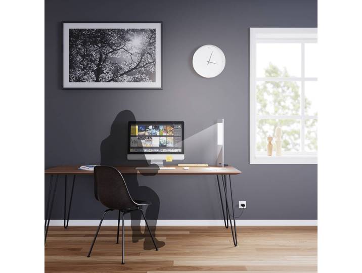 Regent Lighting Joker LED-Tischleuchte, silber, alu / grau / zink, für Arbeitszimmer / Büro, Aluminium, Modern
