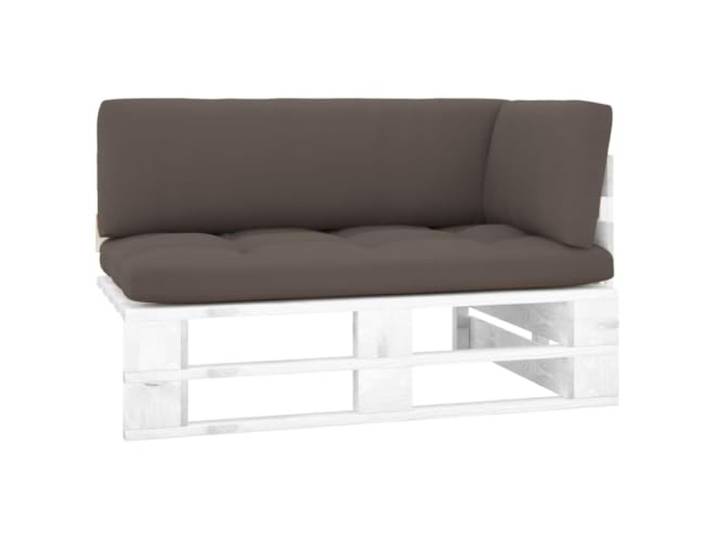 Makastle Paletten-Ecksofa Kiefernholz Weiß mit Taupe-Kissen