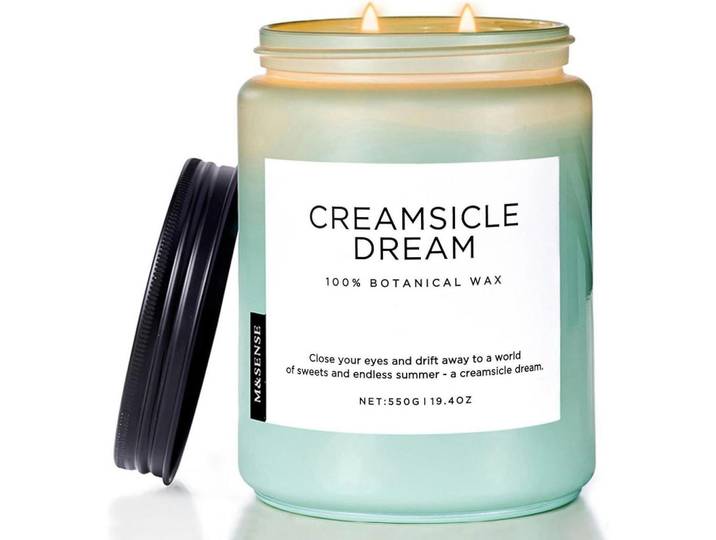 Duftkerze Orange Creamsicle 550 g 110 Stunden Brenndauer Sojawachs 2 Dochte, Paraffin, 13 cm, Dekoration, Kerzen & Kerzenhalter, Duftkerzen