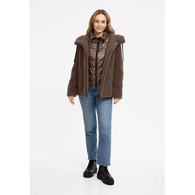 Winterjacke FRIEDA & FREDDIES "Frieda & Freddies Teddyjacke mit Double-Layer-Look", Damen, Gr. 36, braun (mocha), 100% Polyester, Jacken Winterjacke
