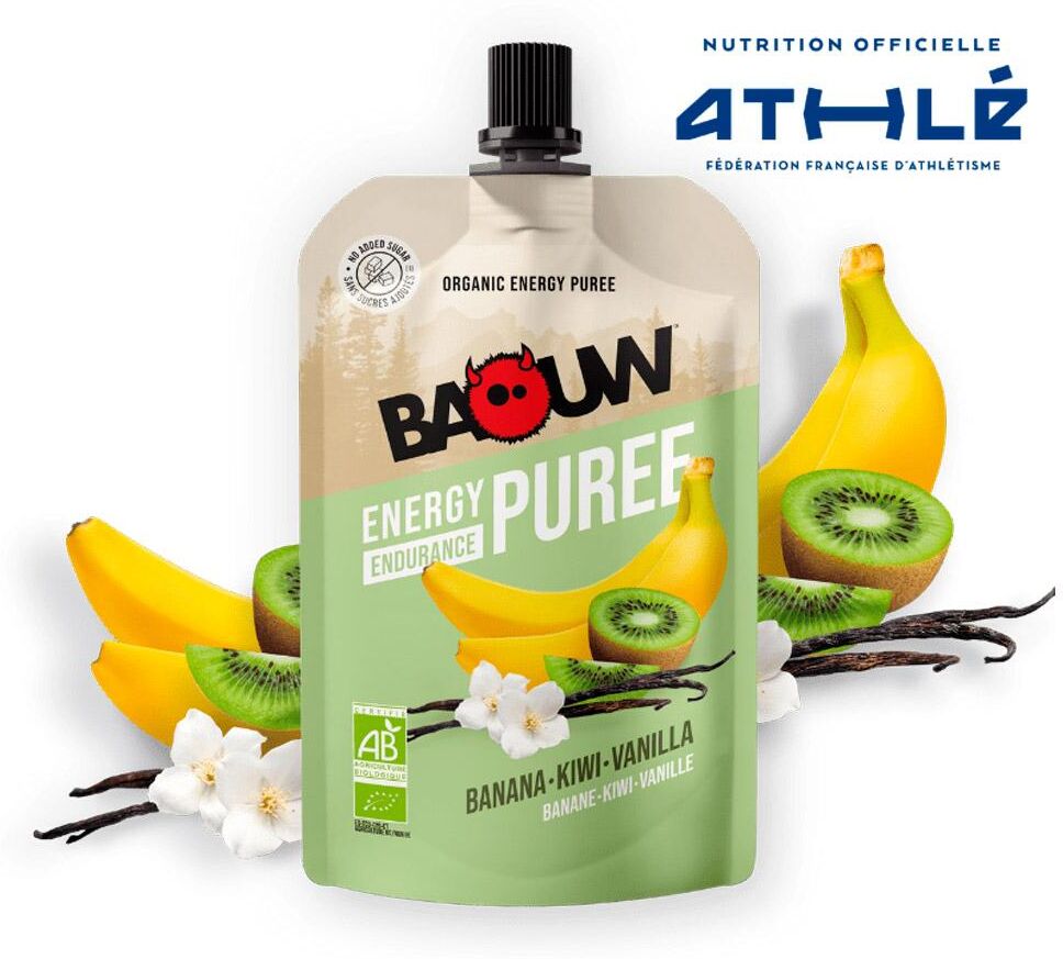 Baouw  - Compotes Energétiques Bio 90g Banane - Kiwi - Vanille - Purée