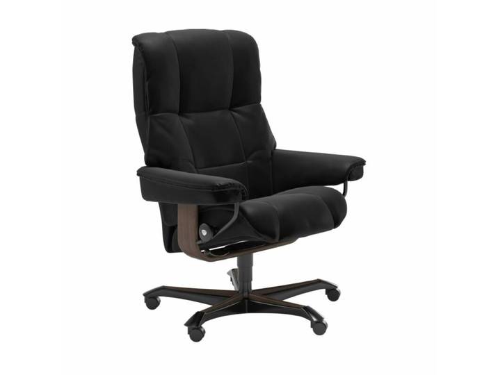 Stressless Mayfair Sessel Home Office - Leder Batick Black - Buche Holzfarbe Walnuss Modern, Skandinavisch, Zeitlos