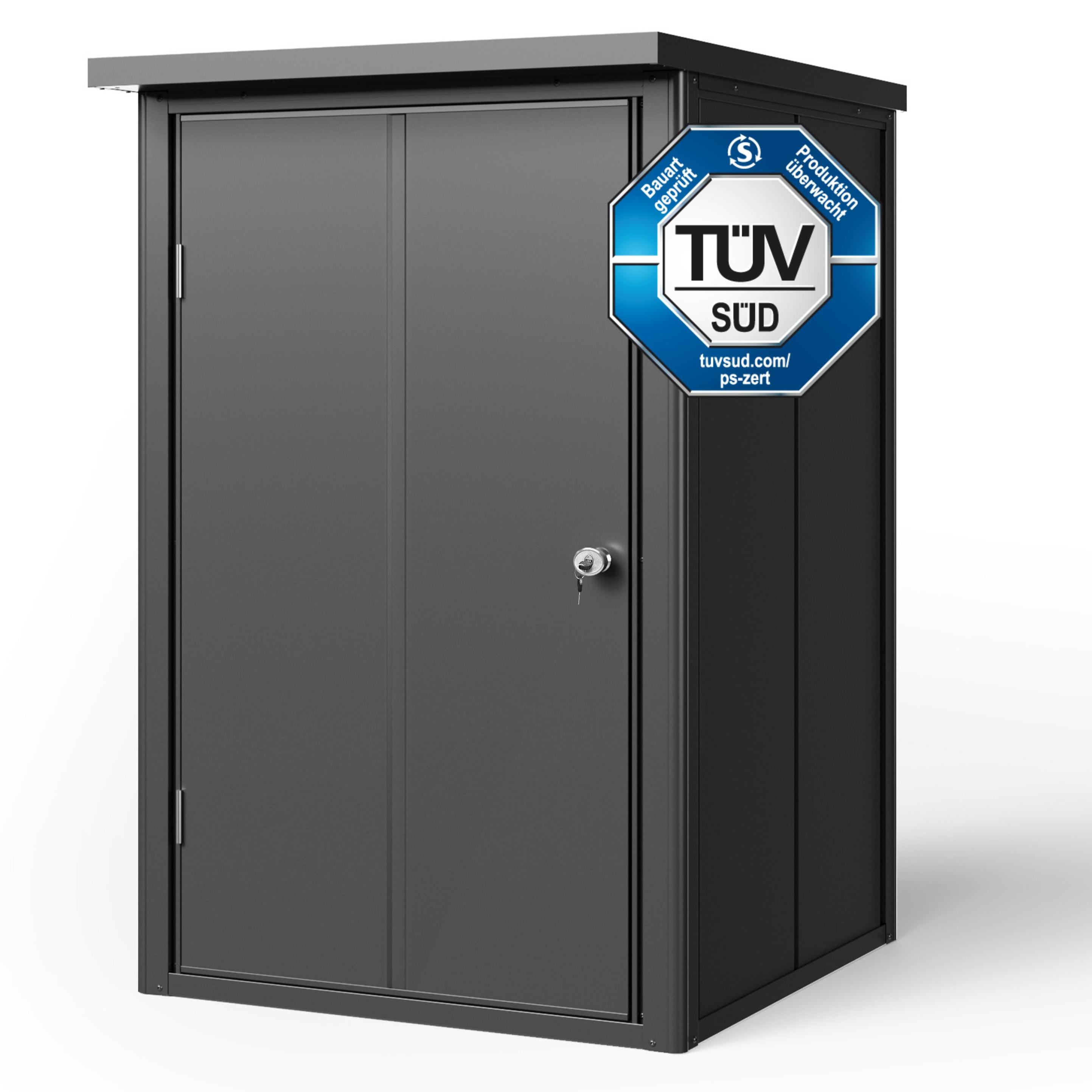 GFP Primeyard Geräteschrank Metall 84x84x131 cm Mülltonnenbox anthrazit inkl. Fußboden