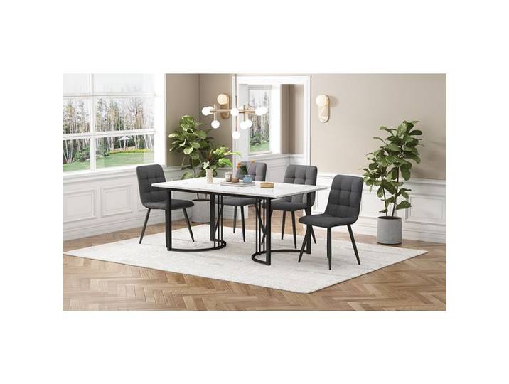 Plaque épaissieEnsemble de salle à manger (5 pièces) table à manger avec 4 chaises table à manger de cuisine moderne 140 × 80cm