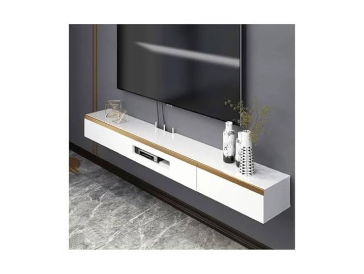 Hhmmei2024-23 Schwebender TV-Schrank an der Wand Entertainment-Center-TV-Konsole mit Stauraum, DVD-Player-Medien Entertainment-Center(Weiß,180x17.8x25.6cm)