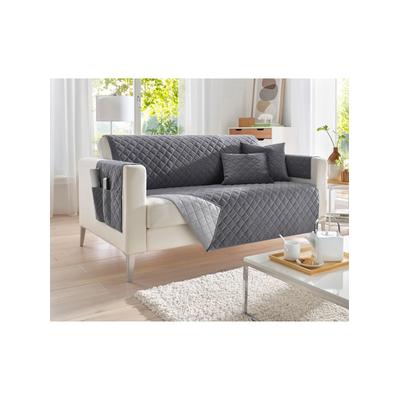 Tagesdecke Gr. 2, grau (hellgrau), B:135cm L:200cm, 100% Polyester, Tagesdecken