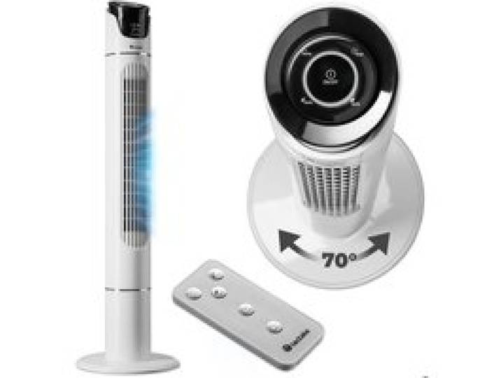 Ventilateur - TECTAKE - Ventilateur colonne en plastique ABS avec 3 modes et 3 vitesses avec télécommande Ø 31 x 110 cm - Blanc