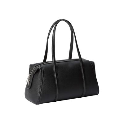 Schultertasche CALVIN KLEIN "EMBLEM HW PEBBLE DOCTOR SHOULDER", Damen, Gr. B/H/T: 35cm x 18cm x 15,5cm, schwarz, Lederimitat, unifarben, Taschen Schultertasche, Damen Handtasche, Umhängetasche mit Reißverschluss