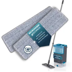 CLEANmaxx Ersatz-Wischtuch 31x10cm grau 2er-Set für Komfort-Mopp