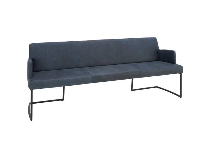 Joop! Sitzbank Swing, Schwarz, Dunkelblau, Metall, Echtleder, Nubukleder, Uni, 3-Sitzer, 218x87x66 cm, Goldenes M, Lederauswahl, Stoffauswahl, mit Rückenlehne, Esszimmer, Bänke, Sitzbänke