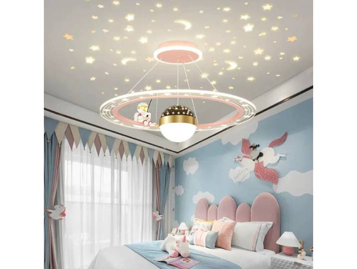 Chambre d'enfant suspension créative dessin animé astronaute ciel étoilé garçon filles chambre lustre moderne Restaurant éclairage décor