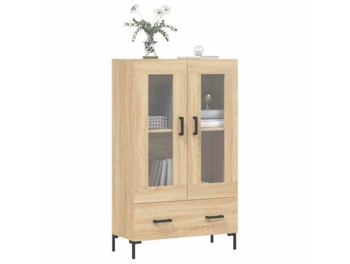 KTHLBRH Sideboard Eiche Sonoma 69,5 x 31 x 115 cm Holz mehrschichtig Glastüren, Metallbeine, großer Raum, stabile Platte, modernes Design