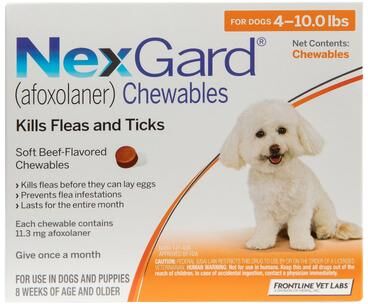 Nexgard For Small Dogs 4-10lbs (Orange) 11mg 3 Chews