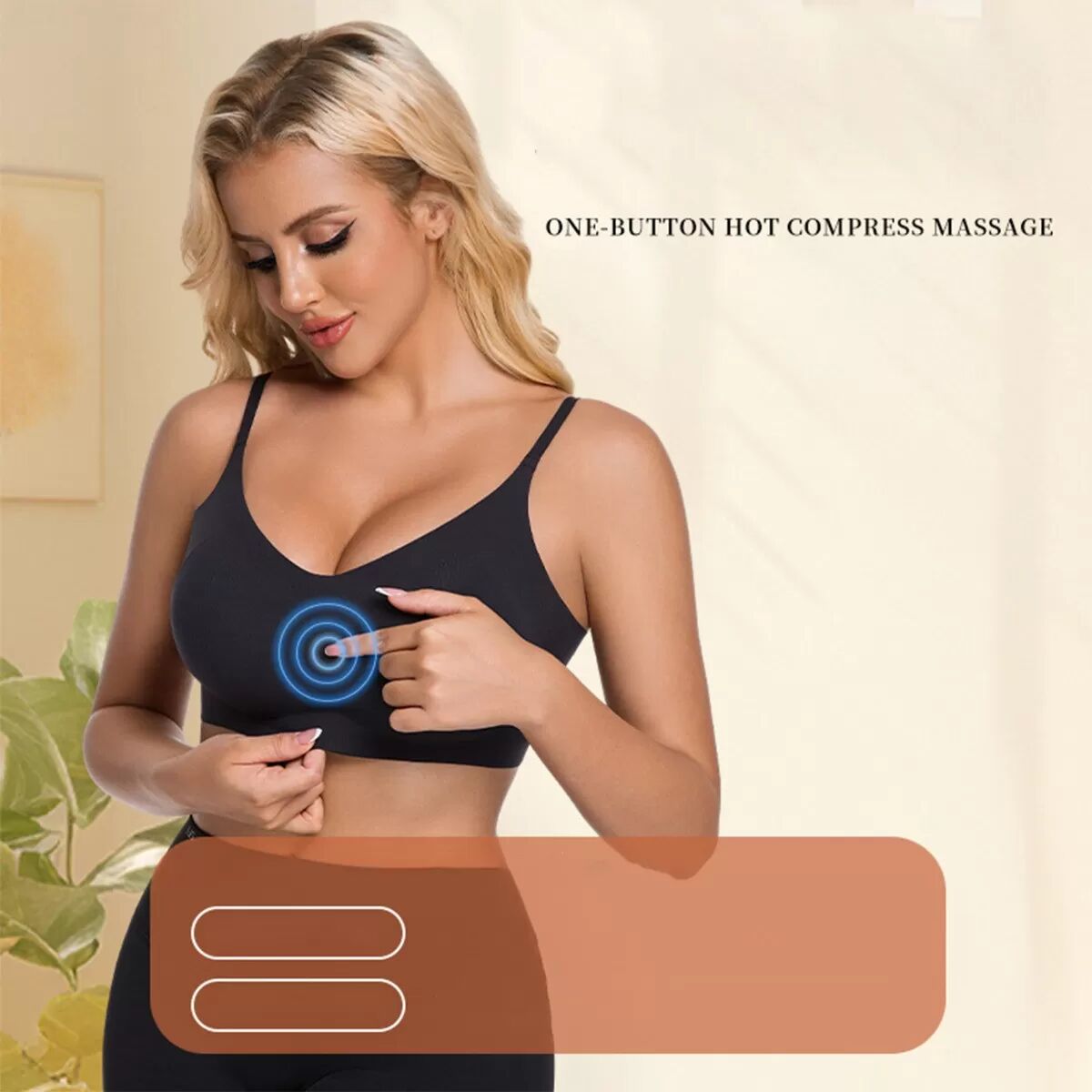 INF App-gesteuerter beheizbarer Brustmassage-BH – wiederaufladbar, abnehmbar, waschbar, 3-stufige Massage & Carbonfaser-Heizung XXL