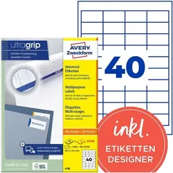 Avery Zweckform 1200er-Pack Universal Klebeetiketten »4780« weiß
