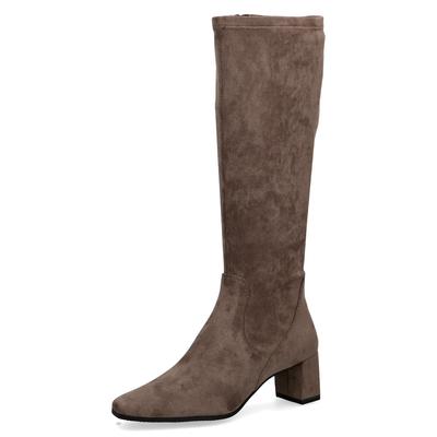 Stiefel CAPRICE, Damen, Gr. 40, XS-Schaft, beige (braun), Textil, Schuhe Stiefel, Blockabsatz, Abendschuh, Langschaft-Stiefel mit Innenreißverschluss