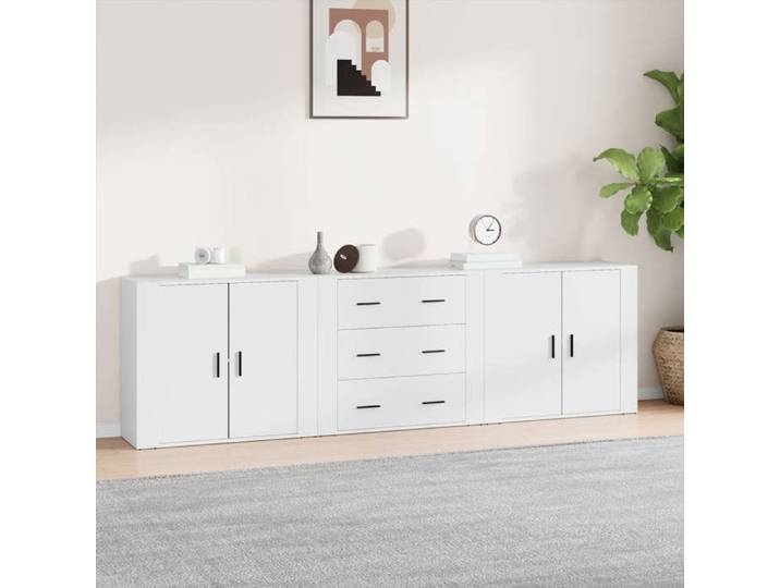 Buffet 3 pcs Blanc Bois d'ingenierie Enfilade 3 pcs Salle a manger