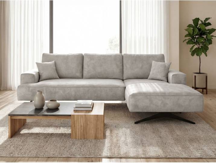 Ecksofa L-Form auf Metallbeinen Leto Rechts Grau