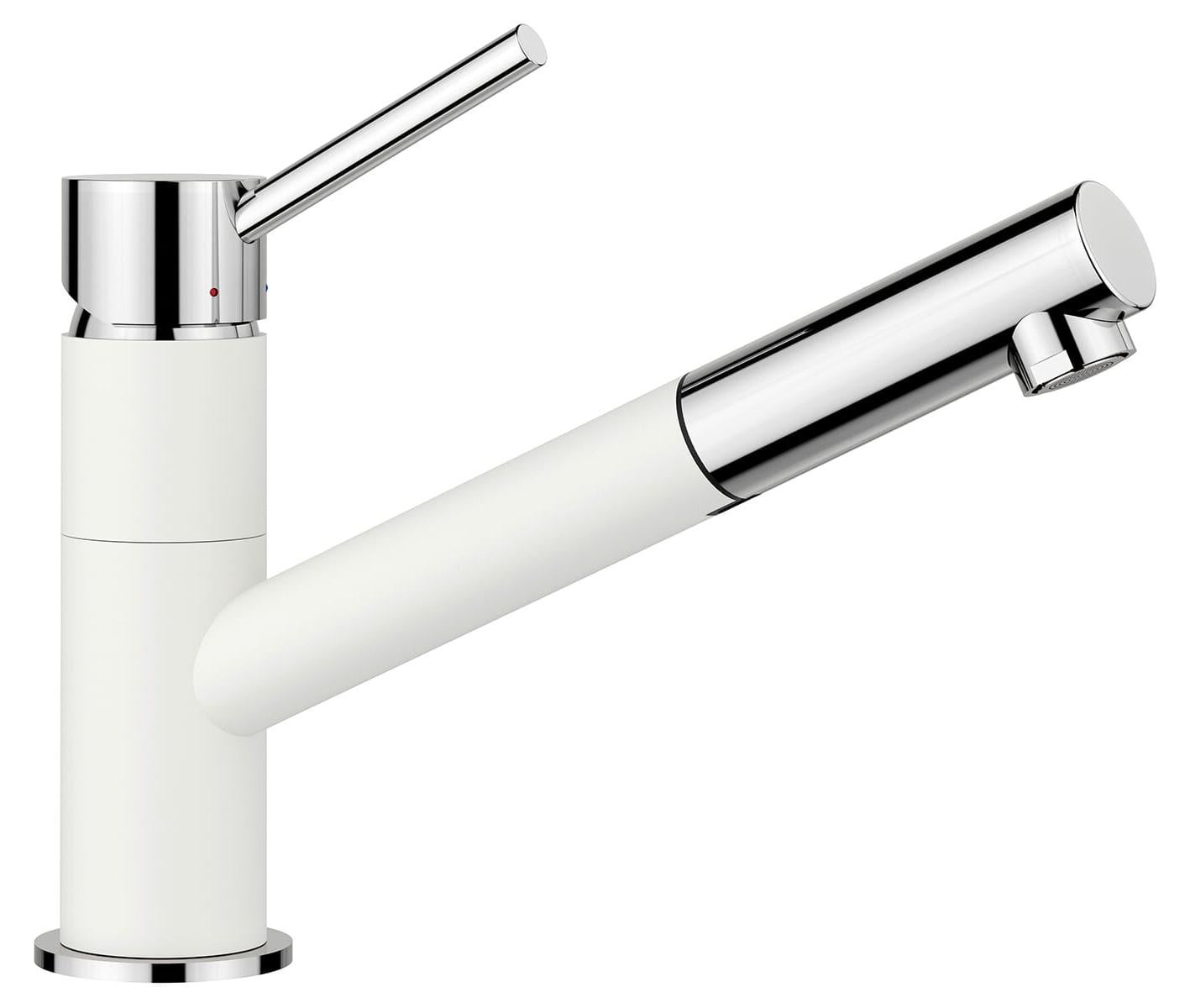 Blanco Kano-S keukenmengkraan met slangdouche, Silgranit wit/chroom