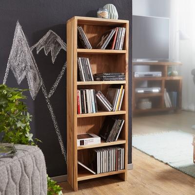 FineBuy CD Regal Massivholz Standregal 90 cm CD-Aufbewahrung Landhaus 5 Fächer