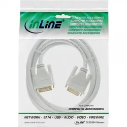 INLINE DVI-D Kabel, digital 24+1 Stecker / Stecker, 5m, Dual Link, weiß / gold