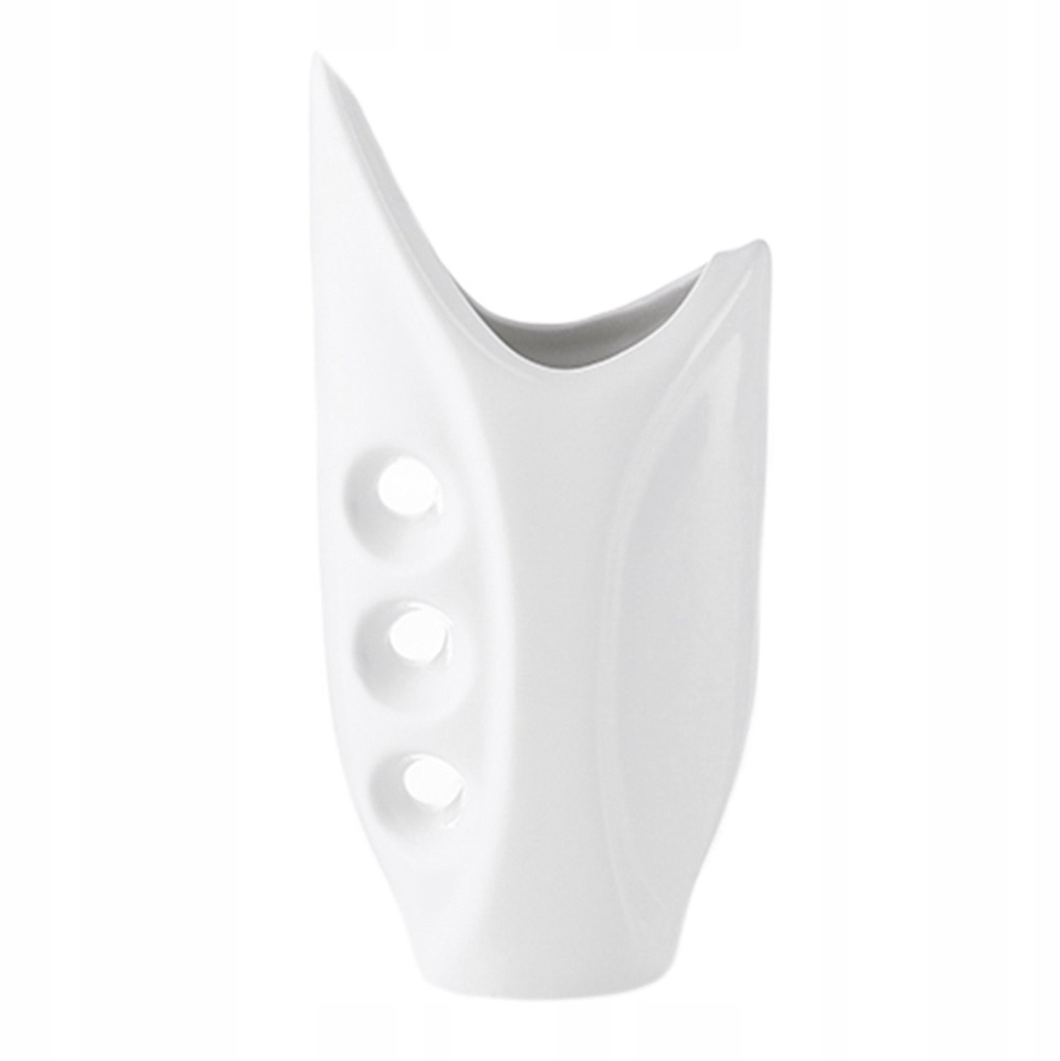 Bass Eco Witte Keramische Decoratieve Vaas met Glanzende Afwerking