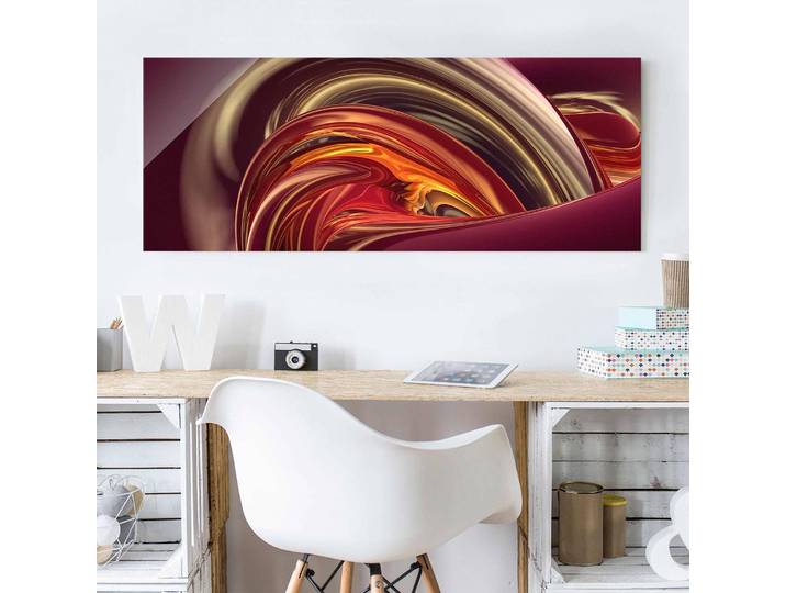 Tableau déco Fantastic Burning Verre de sécurité ESG selon les normes DIN EN 12350-1 Bords sécurisés légèrement arrondis Multicolore 125 x 50cm
