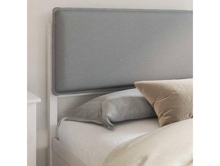 KTHLBRH Bett Kiefer massiv hellgrau 200 x 200 cm Lattenrost, Kopfteil waschbar, einfache Montage, modernes Design
