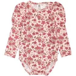 Müsli Body langarm mit Puffärmel Blumen, rosa | mehrfarbig, 74