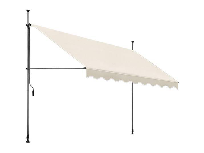 tectake Klemmmarkise MIT Handkurbel, wasserabweisend, beige, Beige, Rechteckig, 350x304x180 cm, Sonnenschutz