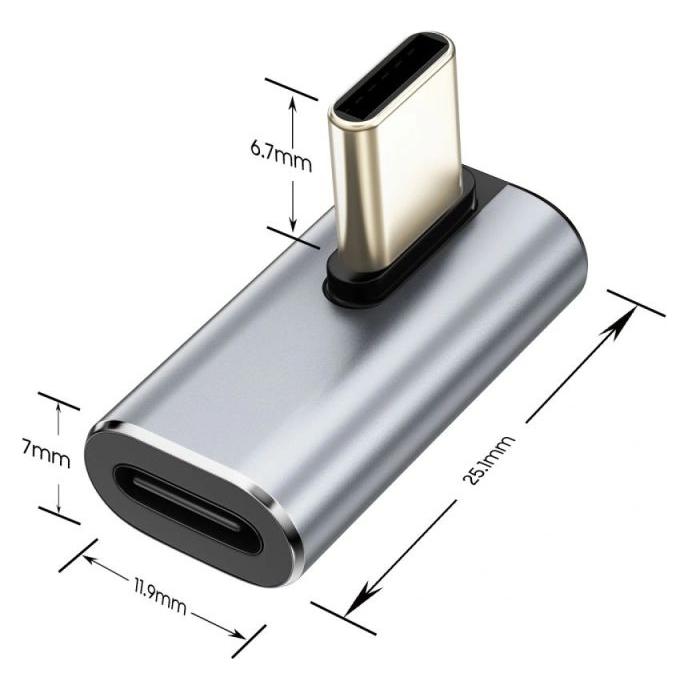 Tech-Protect Ultraboost AA03 USB-C Winkeladapter - Grau (USB-C, USB-C) (27782-0)